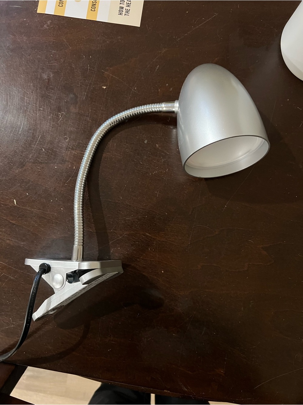Adjustable Silver Clip-On Desk Lamp - Picture 2 of 2